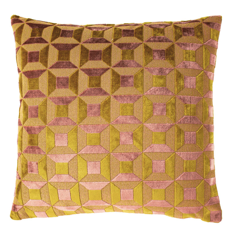 Empire Geometric Square Cushion, Ochre/Blush