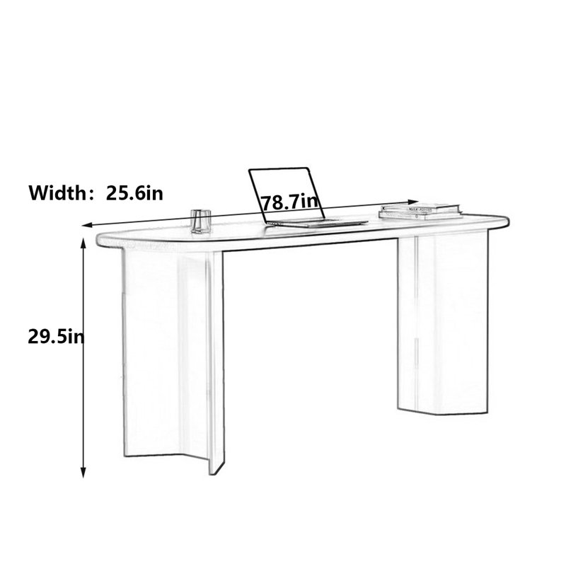 Bureau Mid-Century moderne en noyer, H 29,5 po x l 78,7 po x P 25,6 po