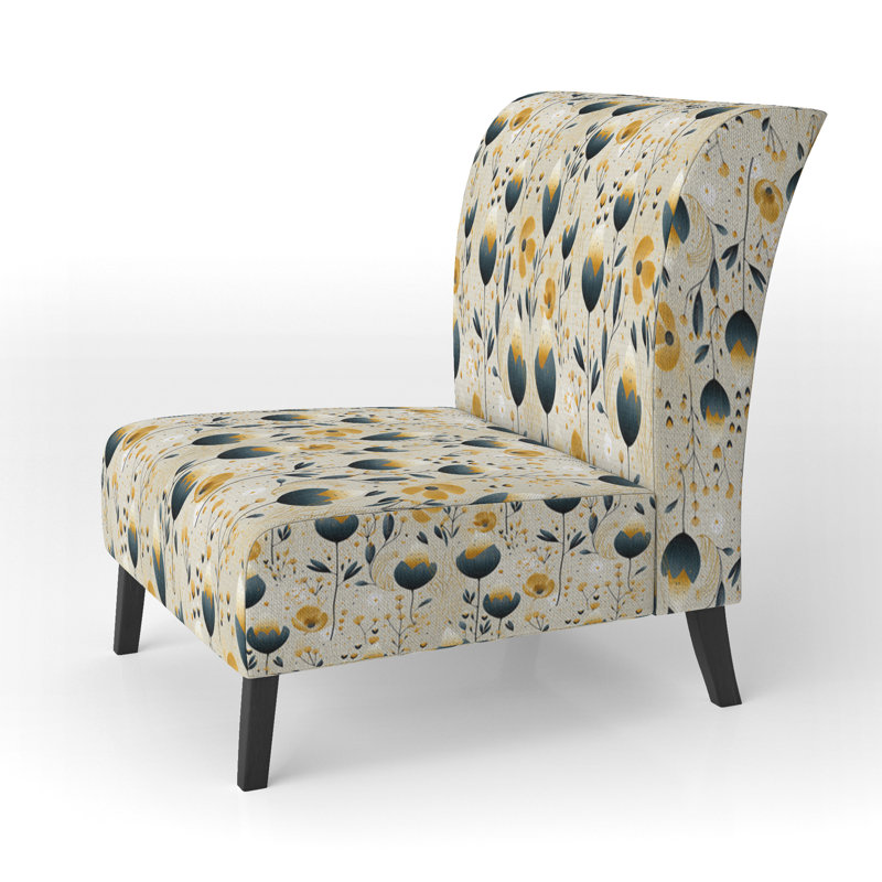 Motif floral serein et sarcelle sarcelle - Fauteuil de chambre rembourré Farmhouse