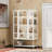 67.25'' Tall Iron Display Cabinet With Glass Door And LED Lights Steel Curio Cabinet For Collectibles Figures Trophies 3-Sided Glass Display Case For Home Office Study Room Stores Playroom - White, Cabinet-473849954