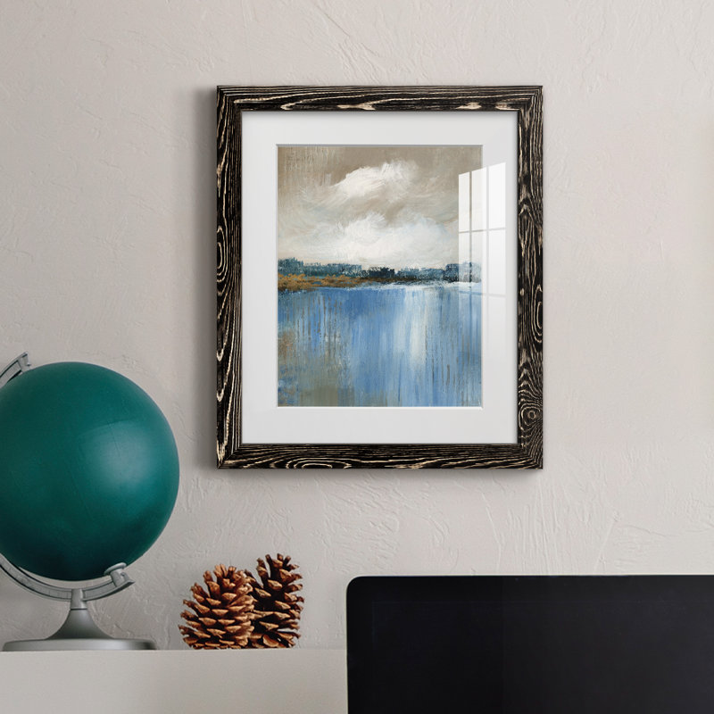Vent et eau - Peinture encadrée, Cadre noir, H 20 po x l 17 po x P 1,5 po