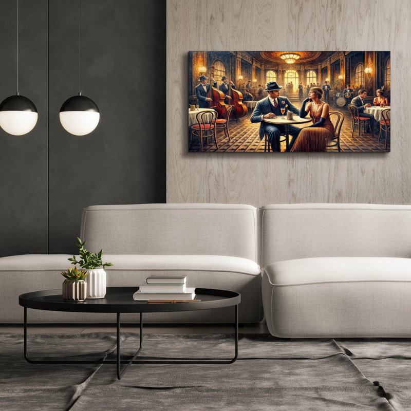 «Date Night In Vintage New York» par Rey Klimt, art mural sur toile, H 30 po x l 60 po