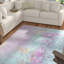 Tapis bleu / mauve à motif abstrait tissé à la machine Bevin-1337791744