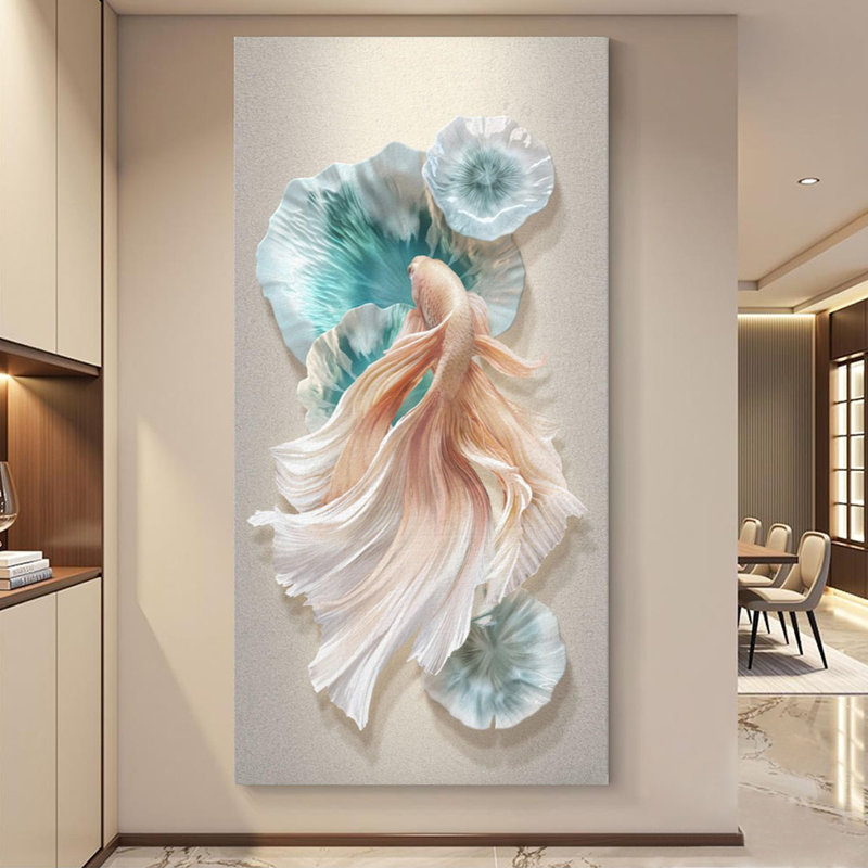 Peinture luxueuse sans cadre, H 55,12 po x l 27,56 po x P 1,97 po, Blanc / rose / bleu