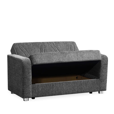 Convertible With Grey Upholstery And Storage Compartment - Upholstered For A Chic Look