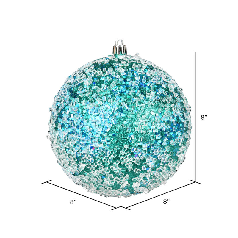Ornement boule scintillante, H 8 po x l 8 po x P 8 po, Bleu sarcelle, 1