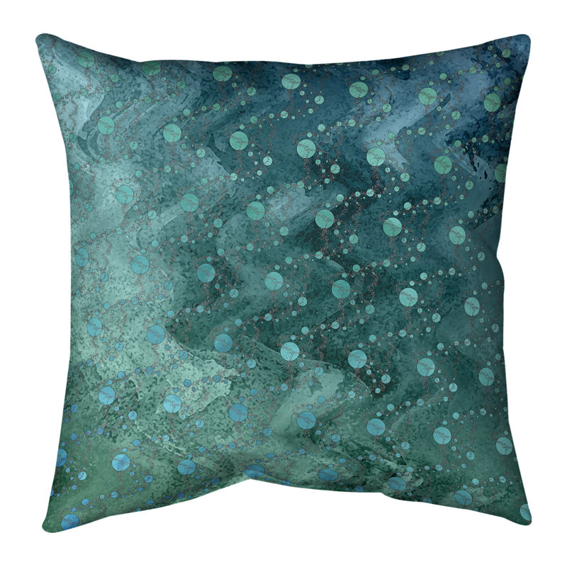 Housse et insert de coussin carré Katelyn Elizabeth Planets Stars, H 14 po x l 14 po, Vert / bleu