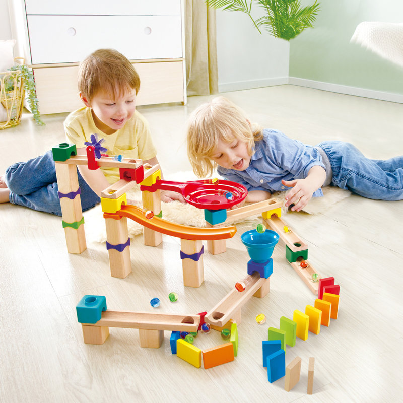 Colorful Wooden Marble Run Racetrack Set with 81 Pieces
