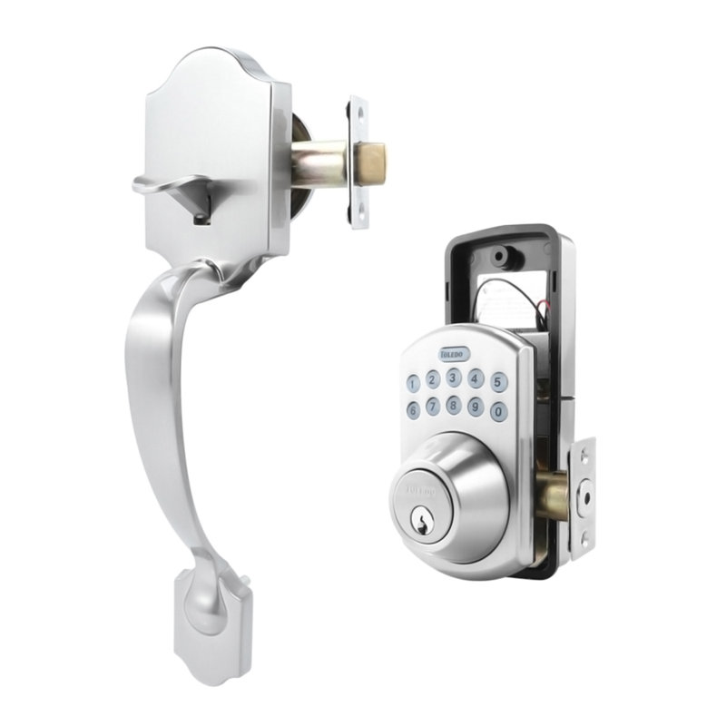 Córdoba Handleset with Electronic Deadbolt and Door Lever and Rosette