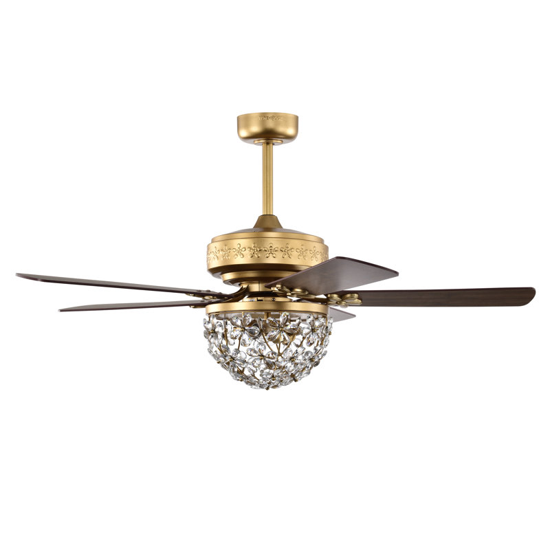 Ventilateur de plafond 52 po à 5 pales en cristal DEL avec télécommande et ensemble d'éclairage inclus