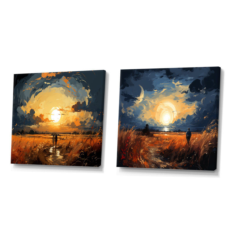 Vernonburg - ensemble de 2 collages carrés Meadow, H 16 po x l 33 po, Toile tendue