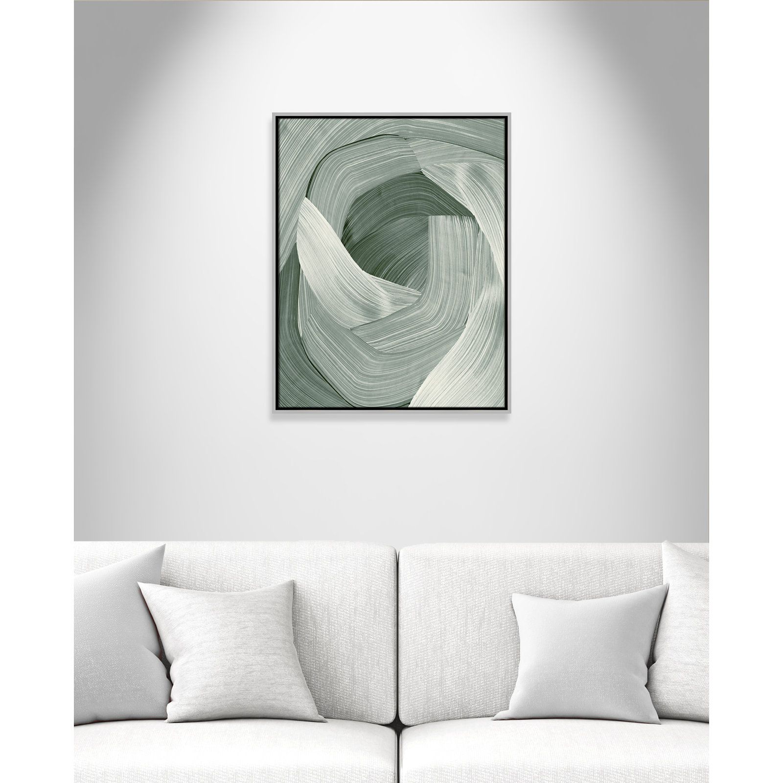 Enriched Emerald - Floater Frame Graphic Art Print on Canvas, Silver , 29.5" H x 23.5" W