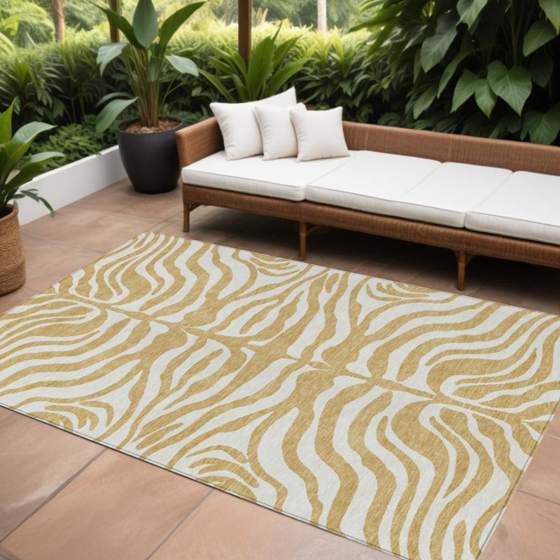 Tapis intérieur lavable à motif animal doré 9 pi x 12 pi