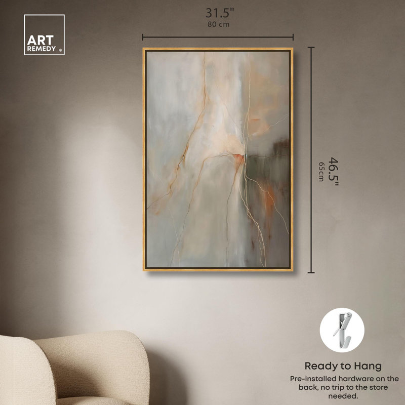 Toile «Fiery Traces III» par Art Remedy, Cadre doré, H 37 po x l 25 po