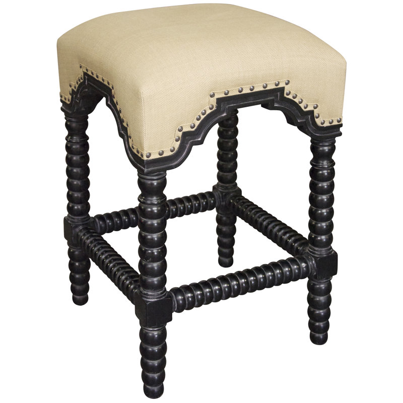 Abacus Upholstered Stool with Solid Wood Frame, Counter Stool (24" Seat Height)