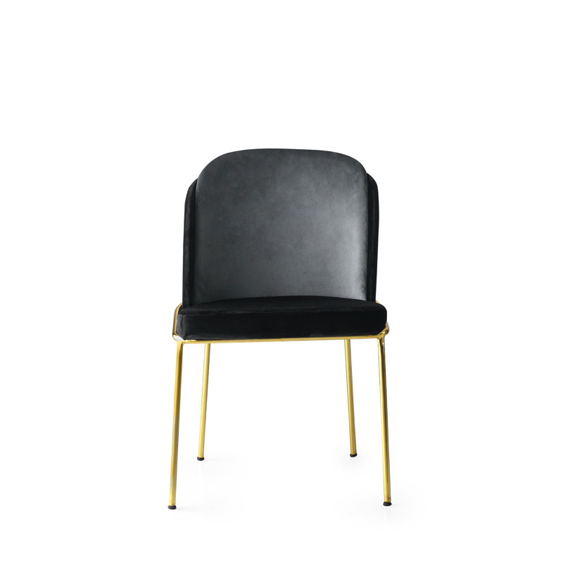 18.9'' H Velvet Upholstered Side Chair, Black/Gray