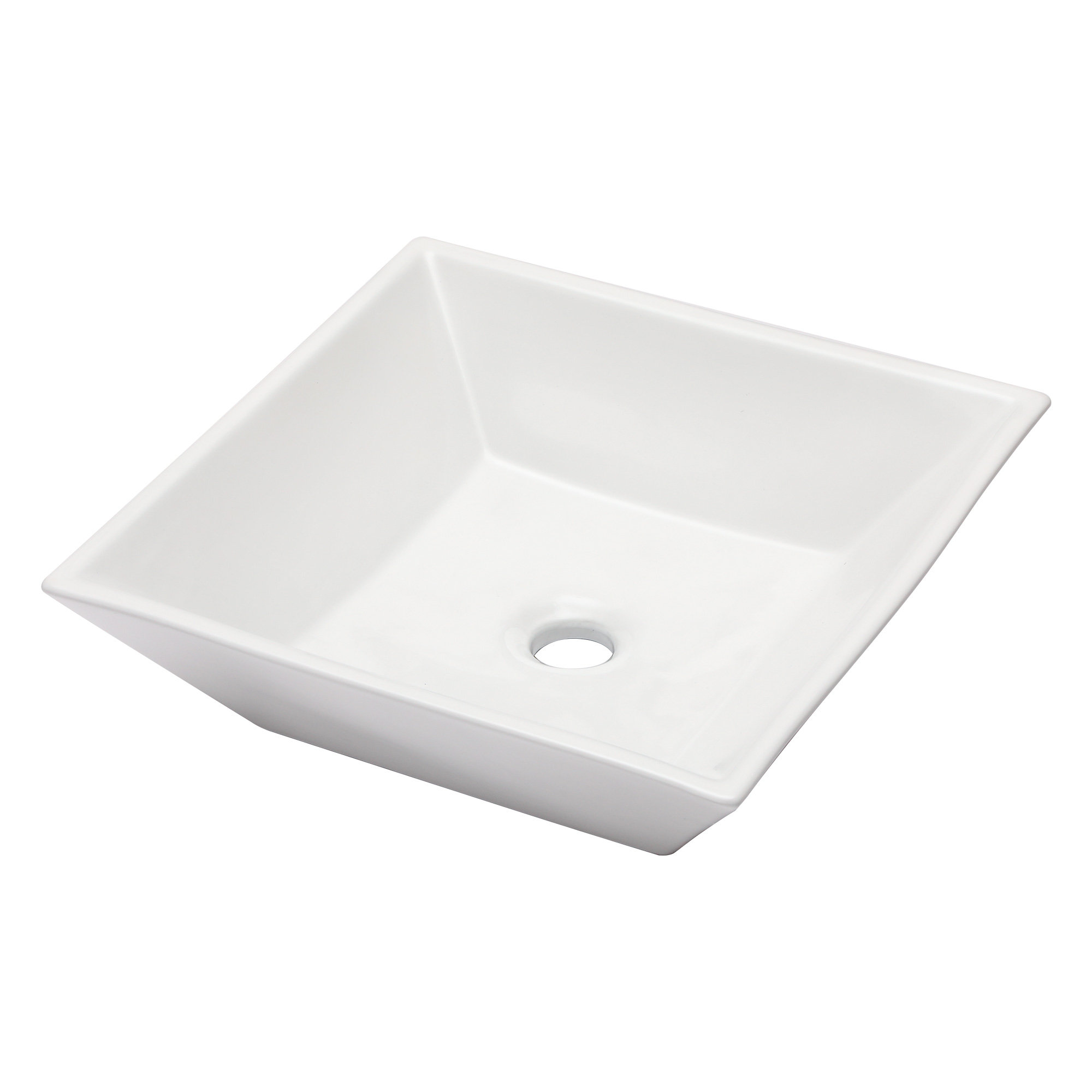 Beslend 16'' White Ceramic Square Vessel Bathroom Sink | Wayfair