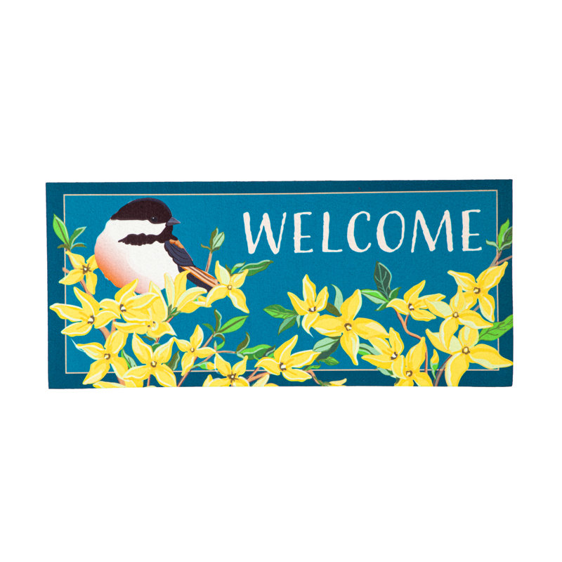 Tapis de porte Welcome Forsythia and Chickadee Sassafras