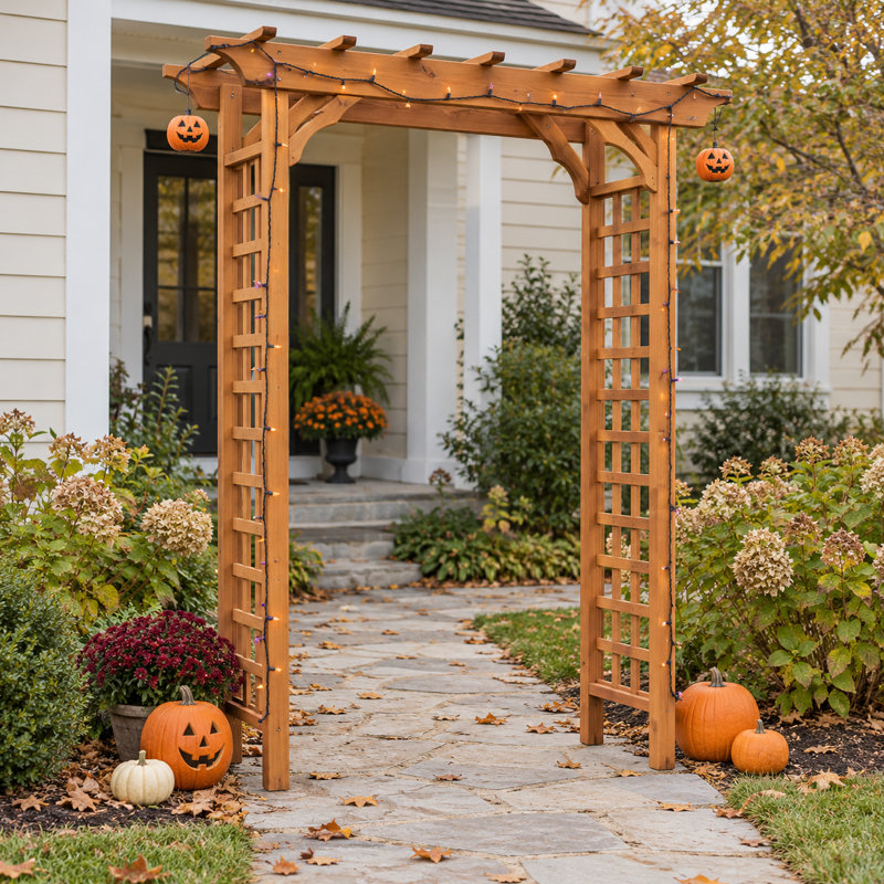 Minaa 61" W x 26" D Solid Wood Garden Arches Arbor Arbours