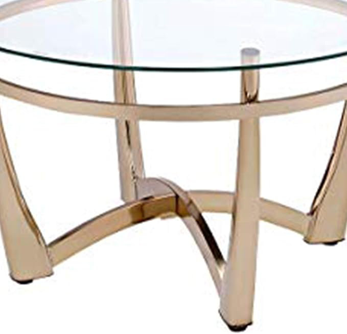  Table basse attrayante ronde en verre transparent doré