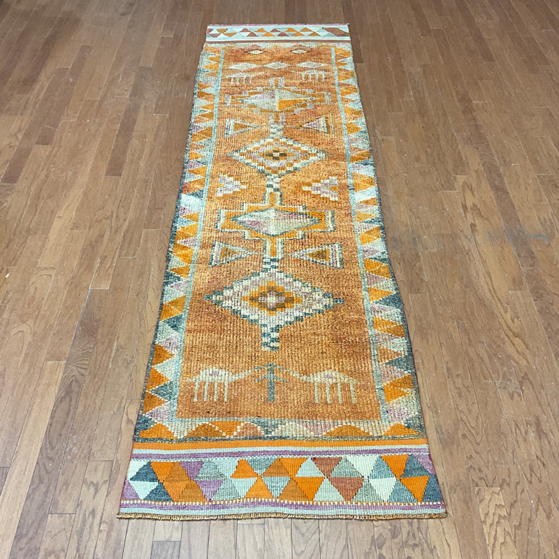  Handmade Turkish Oushak Wool Runner