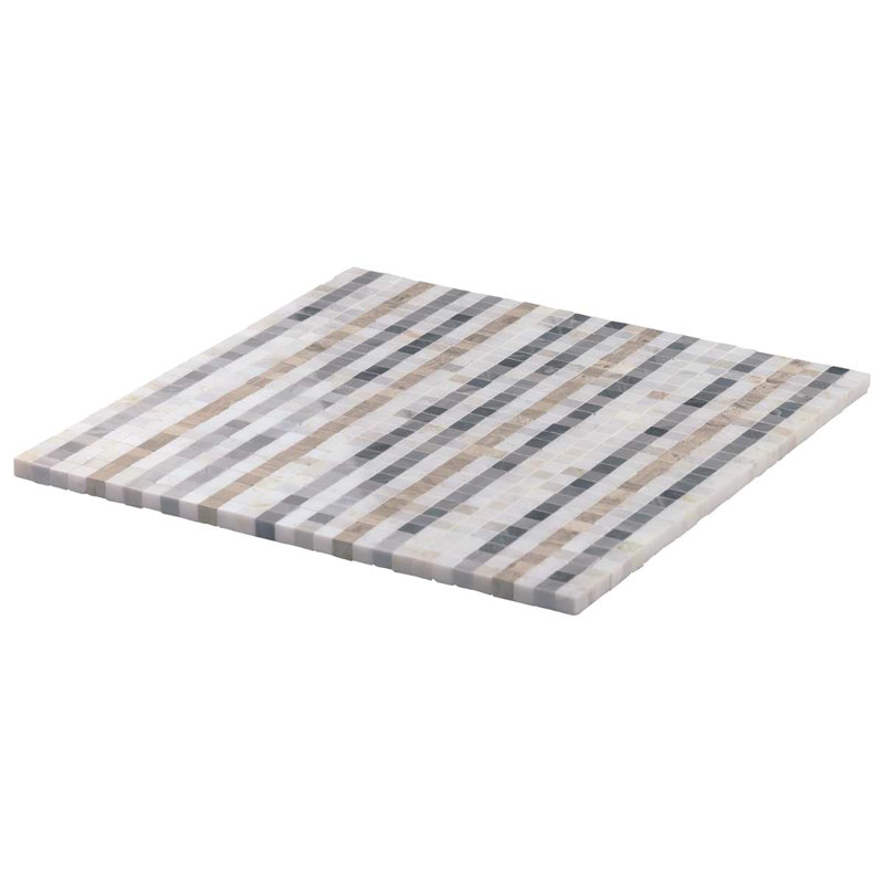 Microsaic Lines Storm Polished Marble Mosaic Tile, Gray