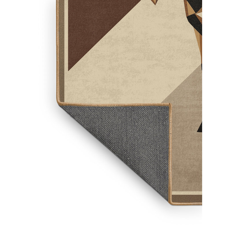 Tapis moelleux à motif géométrique moelleux rustique en brun - reliure brun clair, 3 X 5