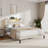 Upholstered Bed Frame with 2 Storage Drawers, Modern Queen Platform Bed with Charging Station & LED Light, No Spring Box Needed-1099011861-1099011860