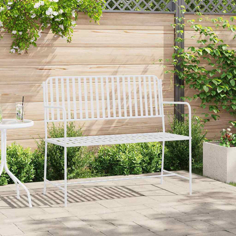 Steel Outdoor Bench, White