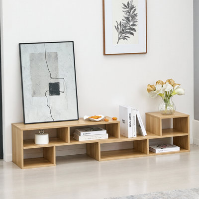 Modular Cube TV Stand, 2-Piece L-Shaped Entertainment Center with 6 Open Shelves, Adjustable Media Console for TVs up to 70''