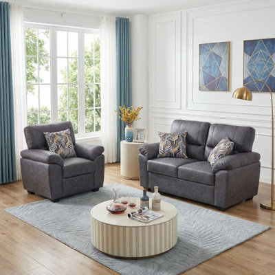  2- Piece Living Room Set — Leathaire Chair And Loveseat For Compact Spaces