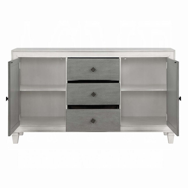 Desserte Katia 70 po, gris rustique et blanc vieilli