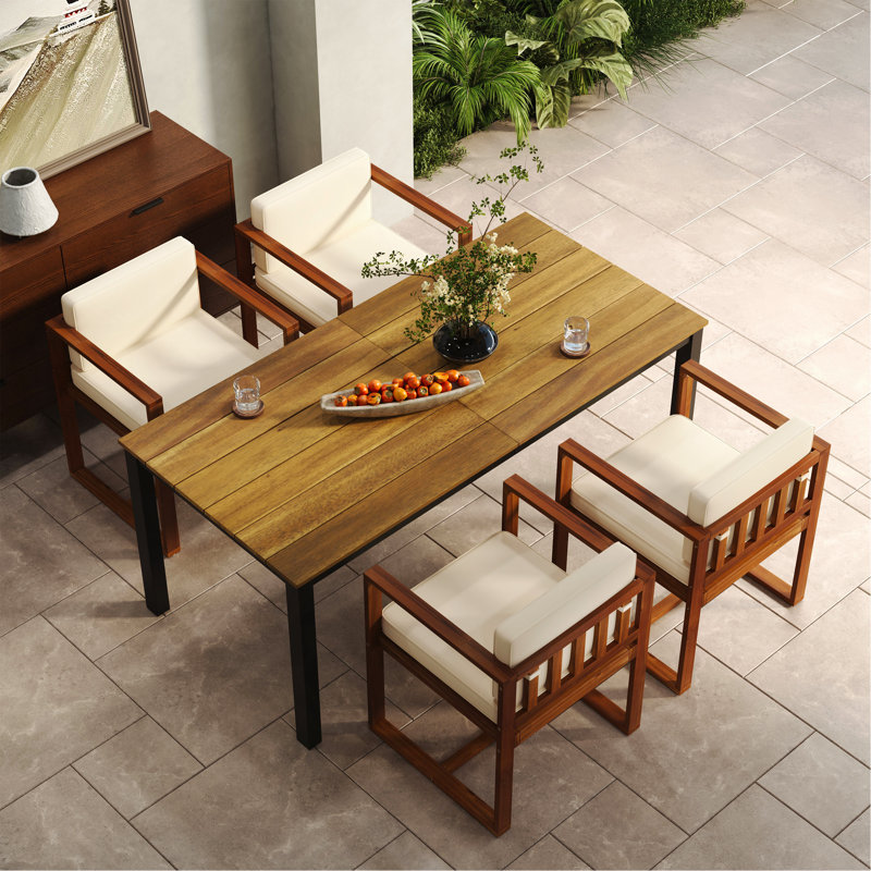 Ensemble de 5 tables et chaises de patio, 5 pièces: table, 4 chaises