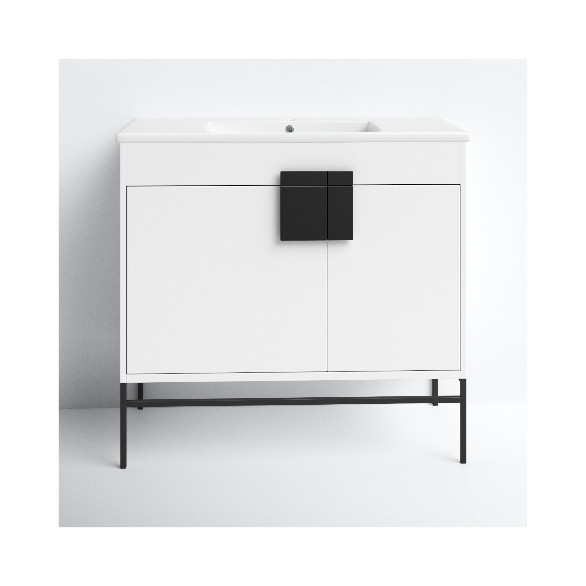 Maisie 36'' Single Bathroom Vanity, White, Black Matte