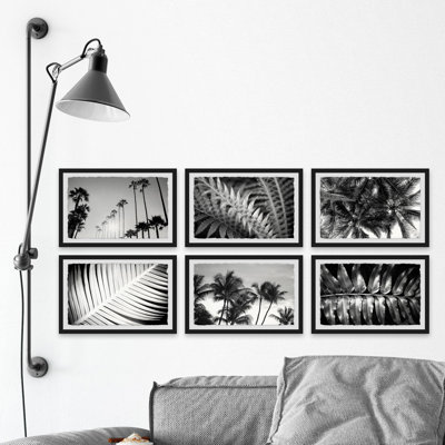 Summer Palms and Waves Hexaptych - Ensemble de 6 reproductions de photos sur papier encadrées
