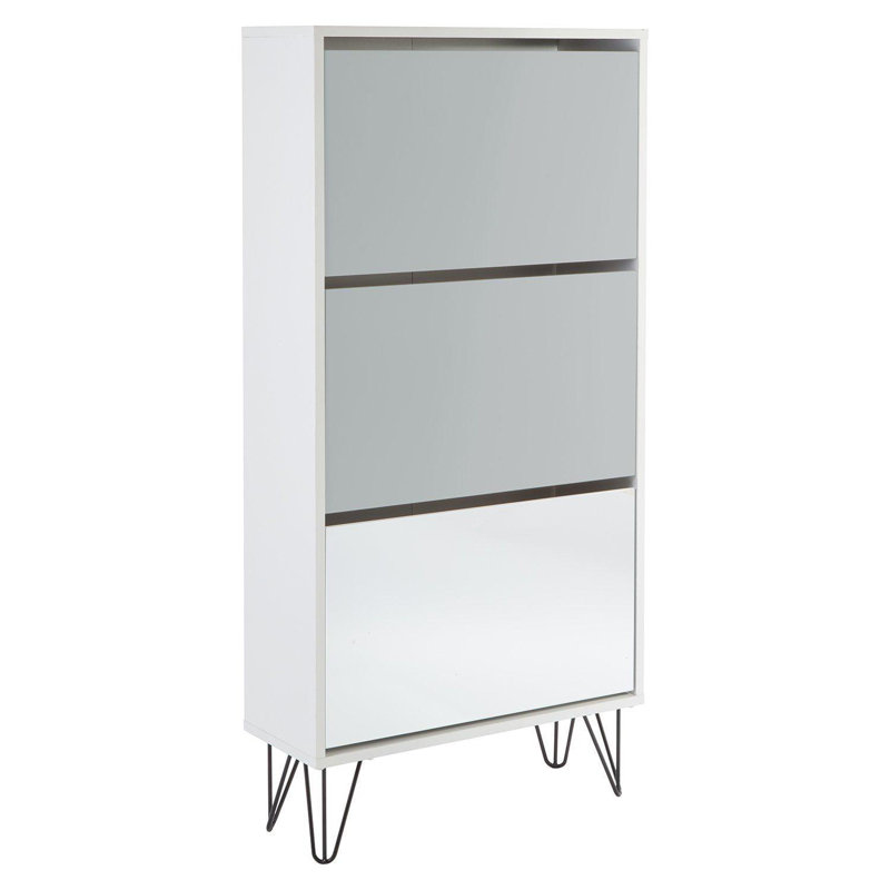 Azeil Flip Down Shoe Storage, White/Gray, 3 Shelves