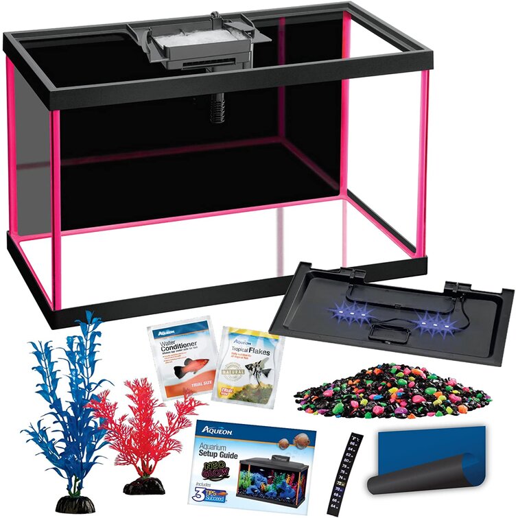  Aqueon NeoGlow LED Pink Aquarium Fish Tank Starter Kit, 5.5  Gallon : Pet Supplies