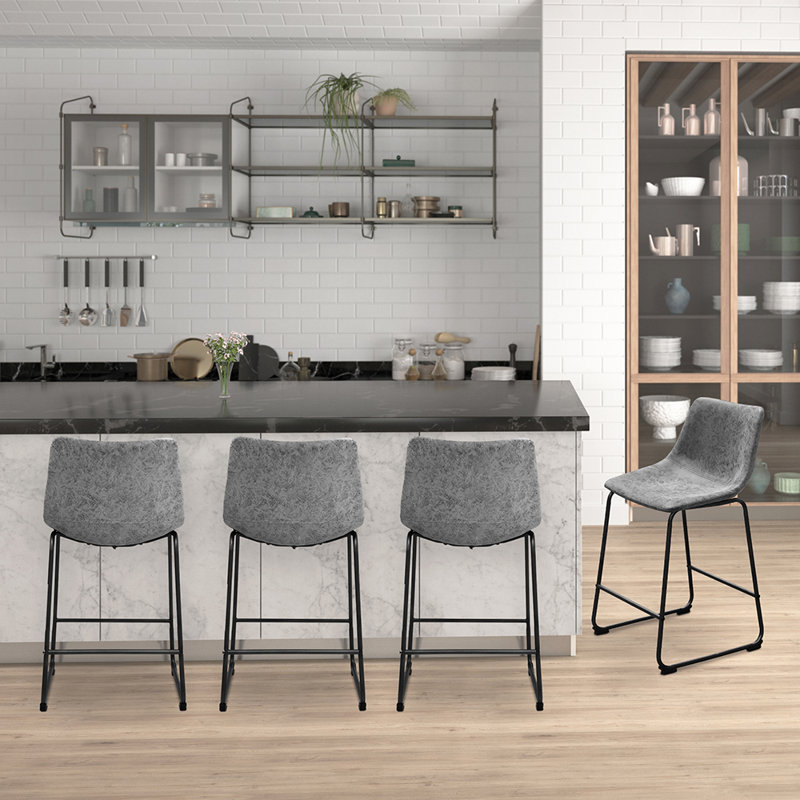 Tabouret de comptoir tapissier 24 po Madiera, Gris anthracite, Tabouret de comptoir (siège d’une hauteur de 24