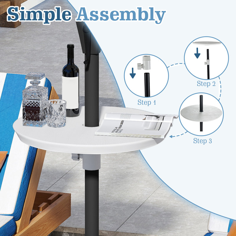 Round Outdoor Side Table With Umbrella Hole , 50cm cm W 50cm cm D