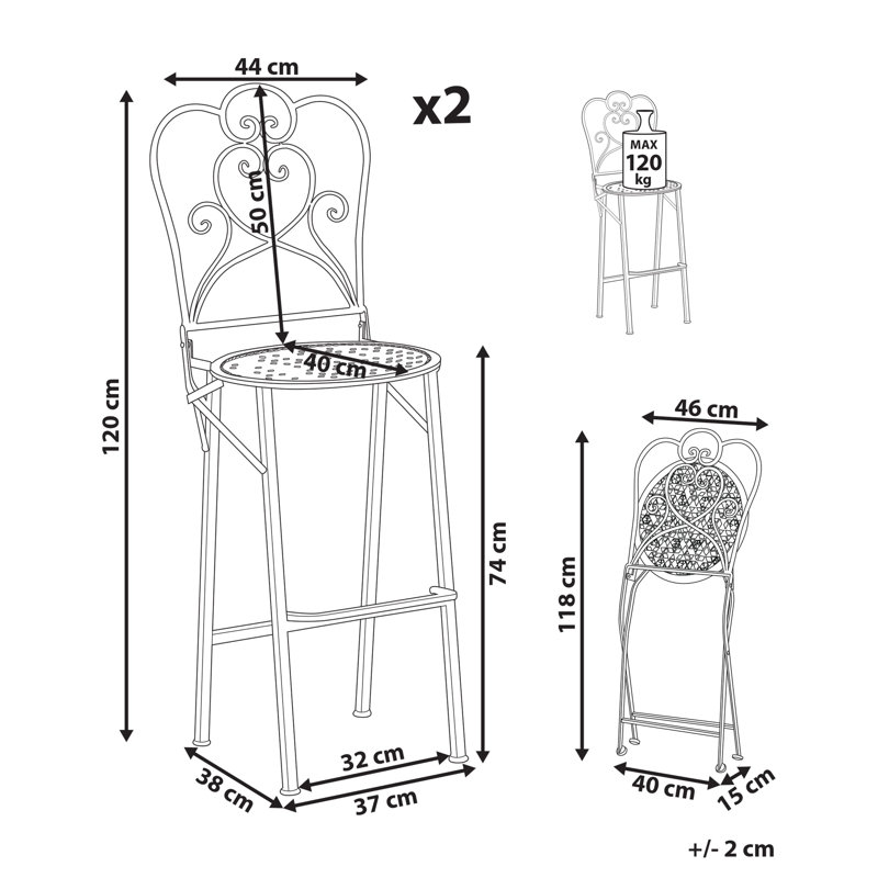 Trieste Iron Outdoor 74cm Bar Stool