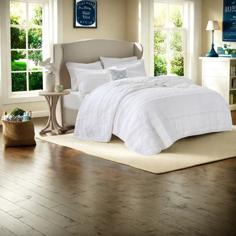 Piece Reversible Ruffle Bedding Sets, White King Cal King Shabby Chic