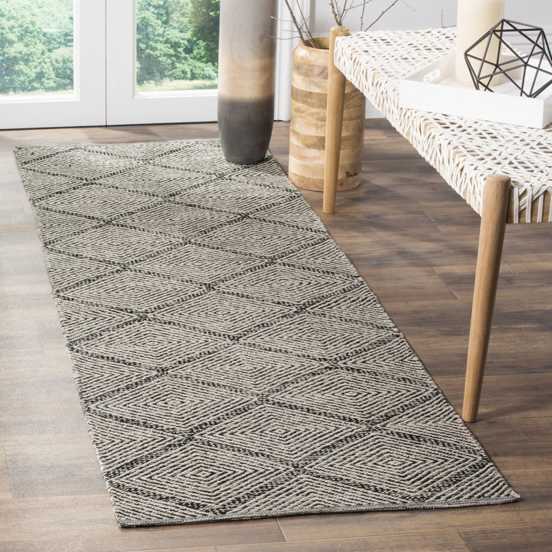 Abberton Hand Woven Cotton Geometric Rug, Runner 2'3" x 7'