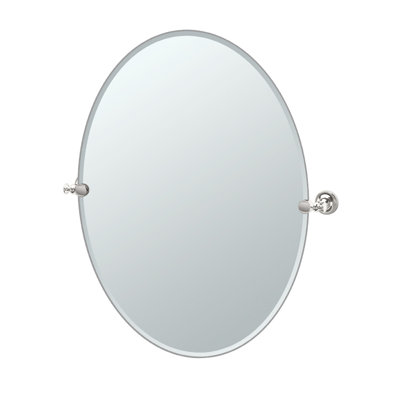 Tavern Wall Mount Frameless Oval Bathroom Vanity Mirror | Pivoting (Tilting) and Beveled Wall Mirror