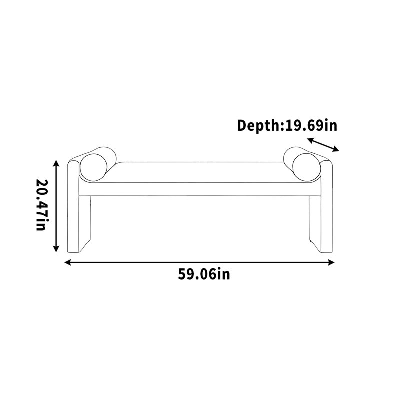 Dao, H 20,47 po x l 59,06 po x P 19,69 po