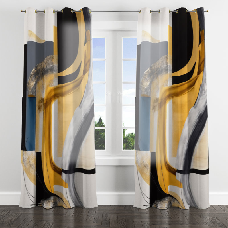 Aureus - Modern Velvet Grommet Curtain - Room Darkening - 1 panel, 52" W x 84" L, Golden Grommets