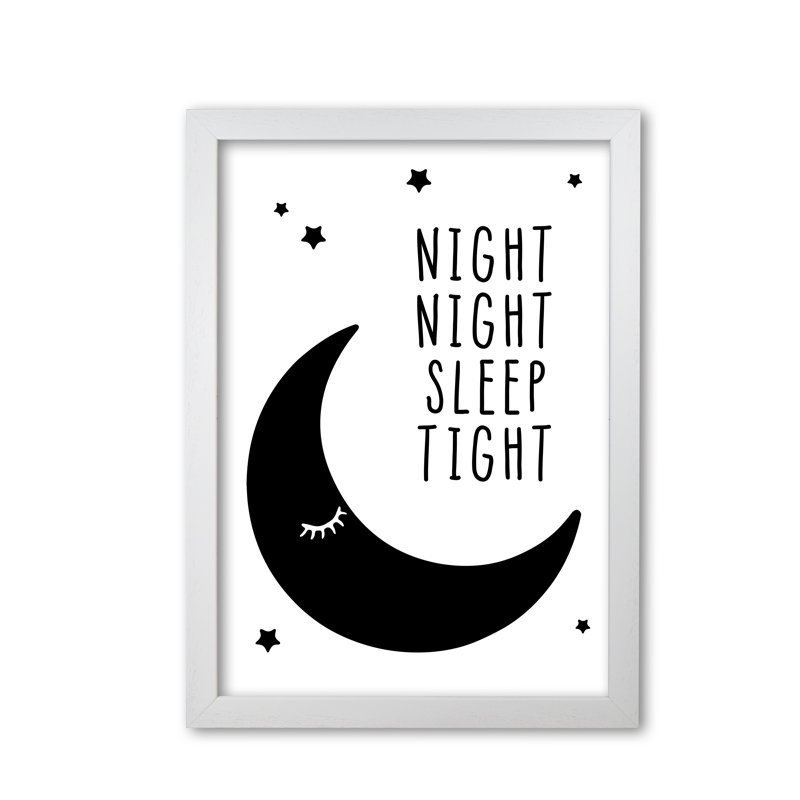 Night Night Moon - Print, White Grain Frame, 60 cm H x 42 cm W x 5 cm D