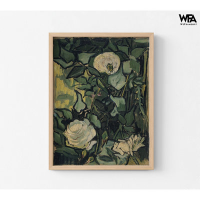 Roses par Vincent Van Gogh, décor de fleur blanche, rose pâle, art mural floral, estampes célèbres de Van Gogh, impression d'art nature verte, art mural rose