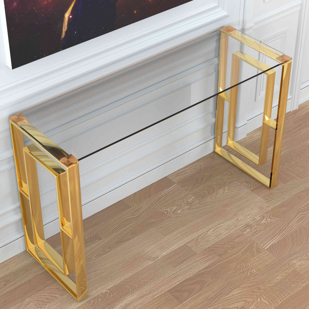 Santillanes 47'' Glass Top Console Table Everly Quinn