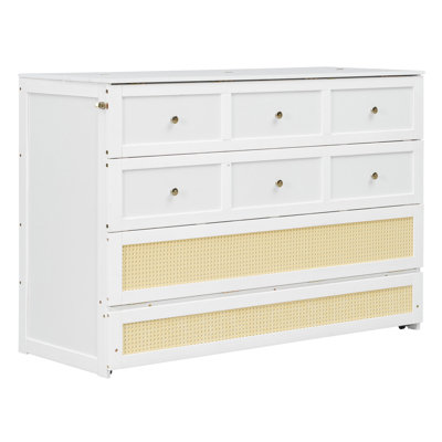 Queen Murphy Bed with Large Drawers,White (OLD SKU: LP000678AAK)