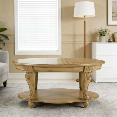 42'' oval wood coffee table for Living Room